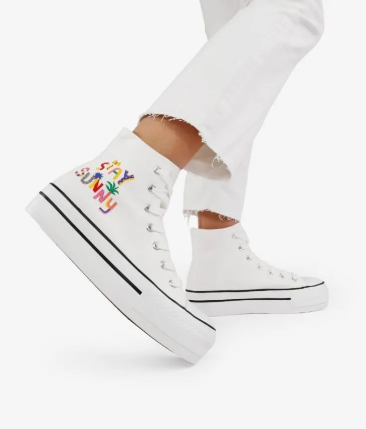 Discount Bosanova Zapatillas de tela altas blancas con plataforma