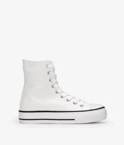 Discount Bosanova Zapatillas de tela altas blancas con cordones