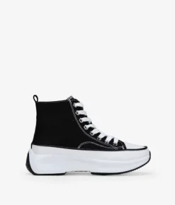 Clearance Bosanova Zapatillas de tela altas negras con plataforma