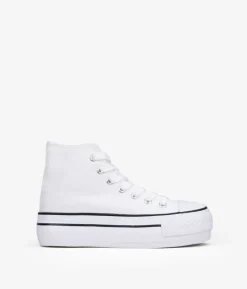 Online Bosanova Zapatillas de tela altas blancas con plataforma