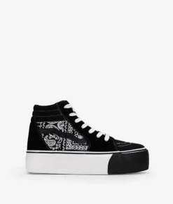 Discount Bosanova Zapatillas de tela altas negras con plataforma