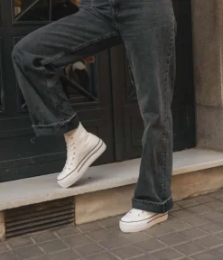 Online Bosanova Zapatillas de tela altas blancas con plataforma