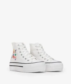 Discount Bosanova Zapatillas de tela altas blancas con plataforma
