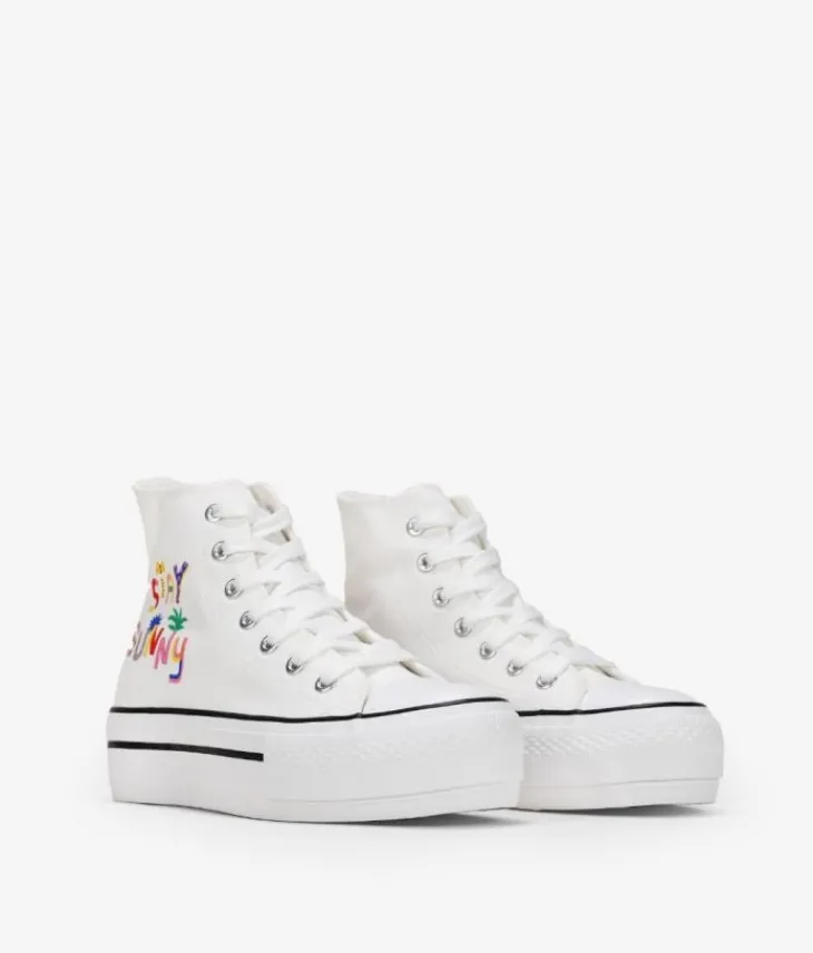 Discount Bosanova Zapatillas de tela altas blancas con plataforma