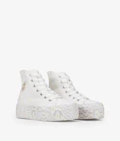 Best Bosanova Zapatillas de tela altas blancas con plataforma