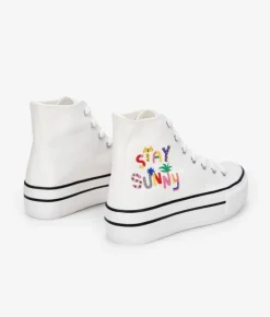 Discount Bosanova Zapatillas de tela altas blancas con plataforma