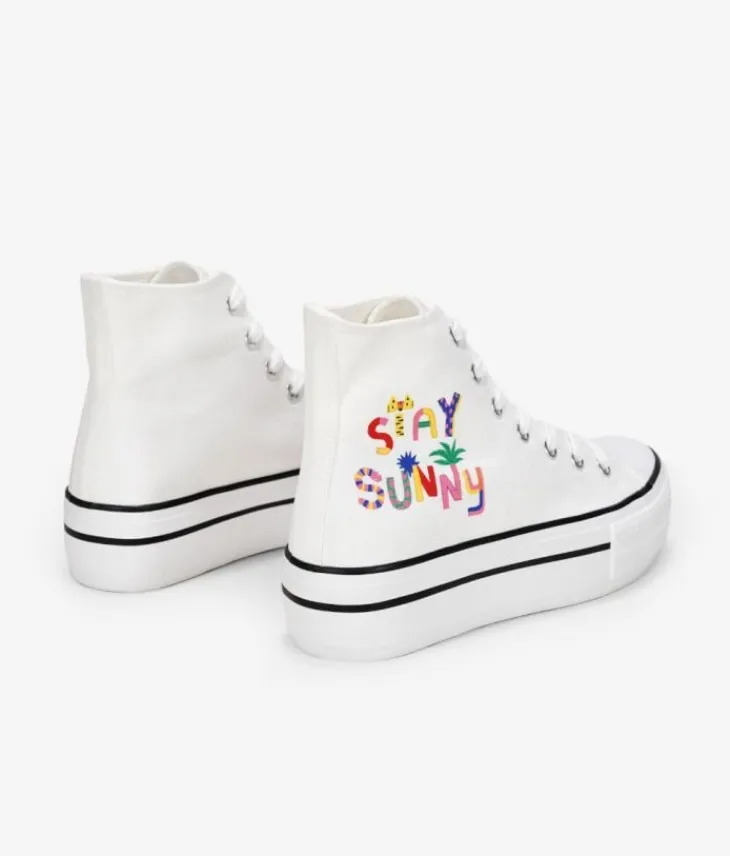 Discount Bosanova Zapatillas de tela altas blancas con plataforma