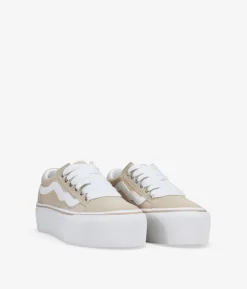 Clearance Bosanova Zapatillas de tela beige con plataforma
