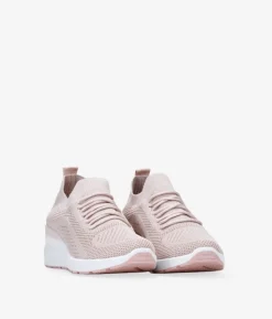 Sale Bosanova Zapatillas de tela rosa con cuña y cordones