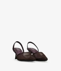 Clearance Bosanova Zapatos de tacón marrones destalonados de malla
