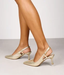 Online Bosanova Zapatos de tacón oro con cierre de hebilla