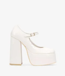 Outlet Bosanova Zapatos Mary Jane beige tacón XXL y plataforma