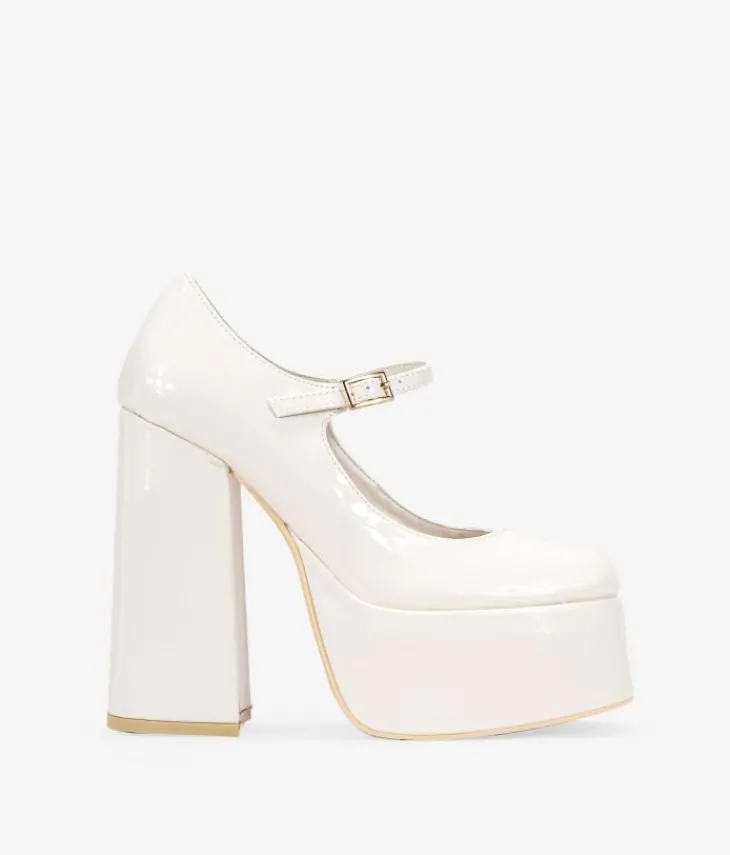 Outlet Bosanova Zapatos Mary Jane beige tacón XXL y plataforma