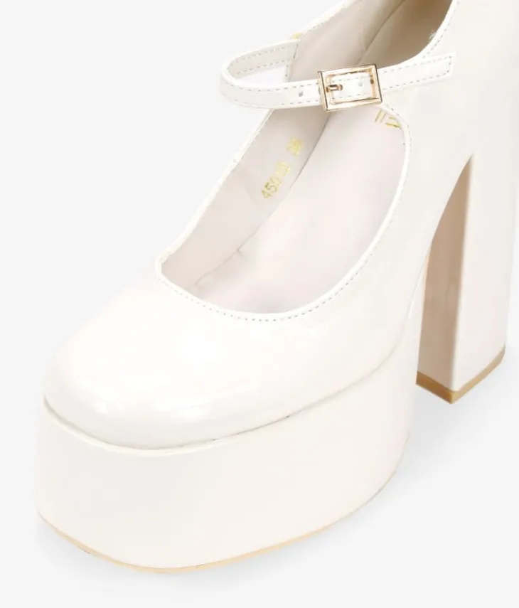 Outlet Bosanova Zapatos Mary Jane beige tacón XXL y plataforma