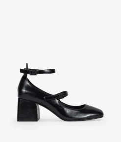 Outlet Bosanova Zapatos Mary Jane negros con doble tira y tacón
