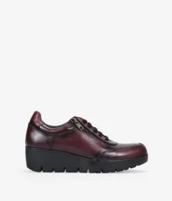 Outlet Bosanova Zapatos piel burdeos con cuña