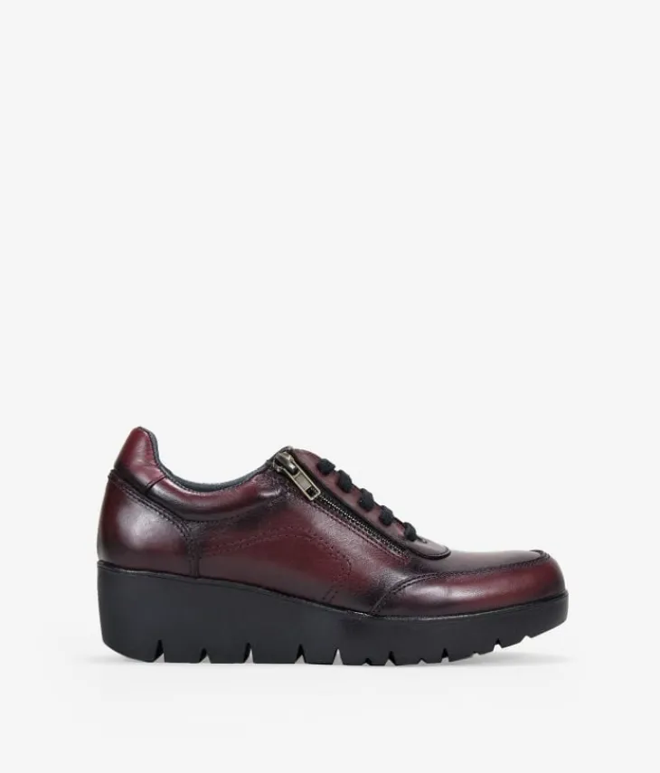 Outlet Bosanova Zapatos piel burdeos con cuña