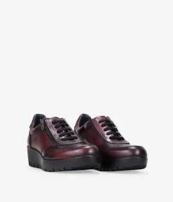 Outlet Bosanova Zapatos piel burdeos con cuña