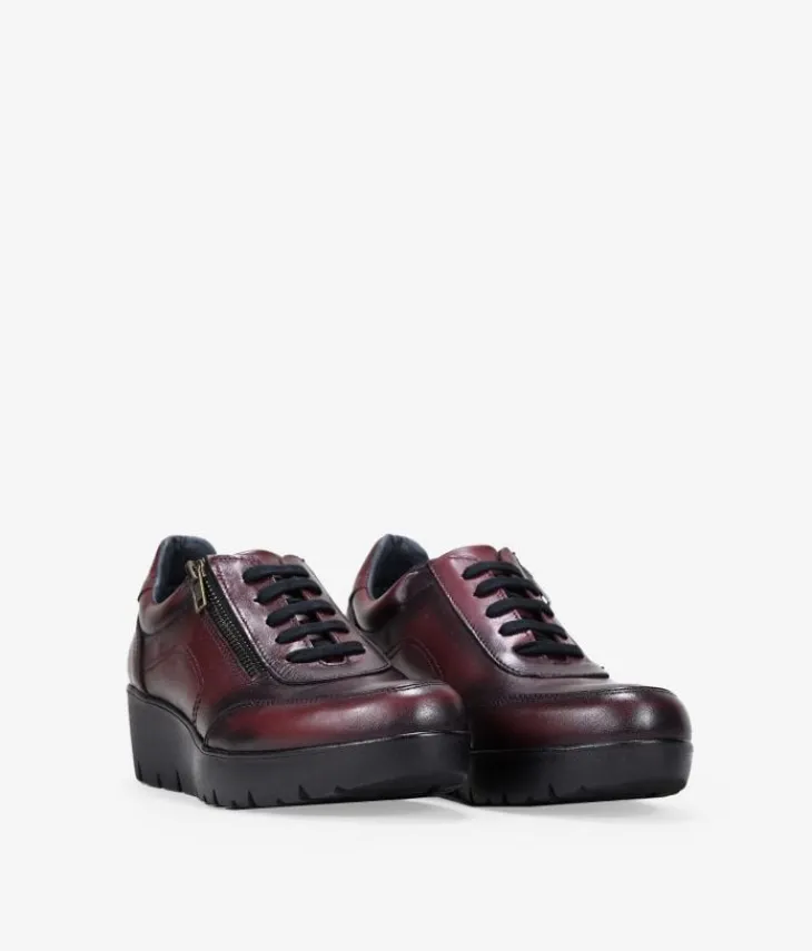 Outlet Bosanova Zapatos piel burdeos con cuña