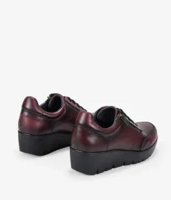 Outlet Bosanova Zapatos piel burdeos con cuña