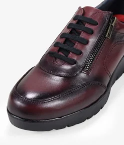 Outlet Bosanova Zapatos piel burdeos con cuña