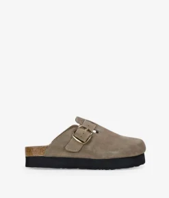 Best Bosanova Zuecos de plataforma taupe en serraje piel