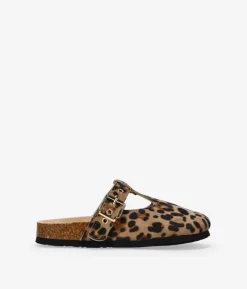 Clearance Bosanova Zuecos planos de leopardo con hebilla