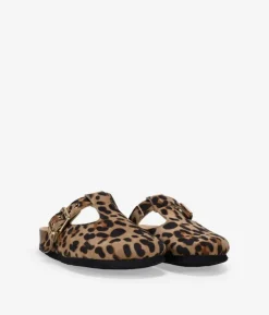 Clearance Bosanova Zuecos planos de leopardo con hebilla
